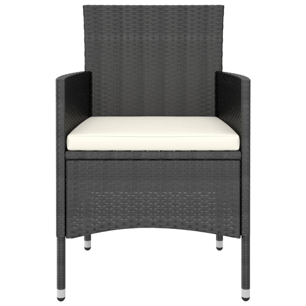 5-dijelni vrtni blagovaonski set od poliratana i stakla crni