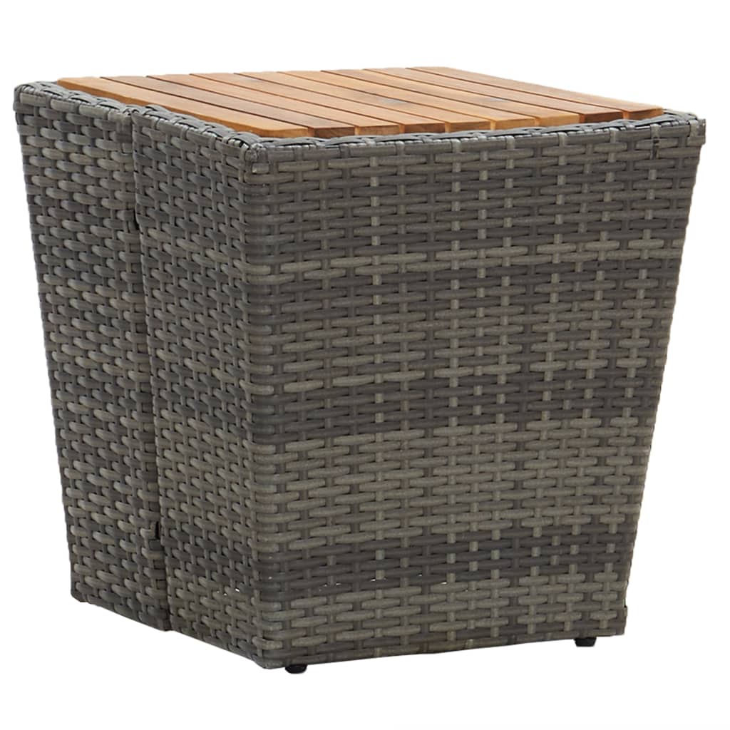 3-dijelni bistro set od poliratana i bagremovog drva sivi