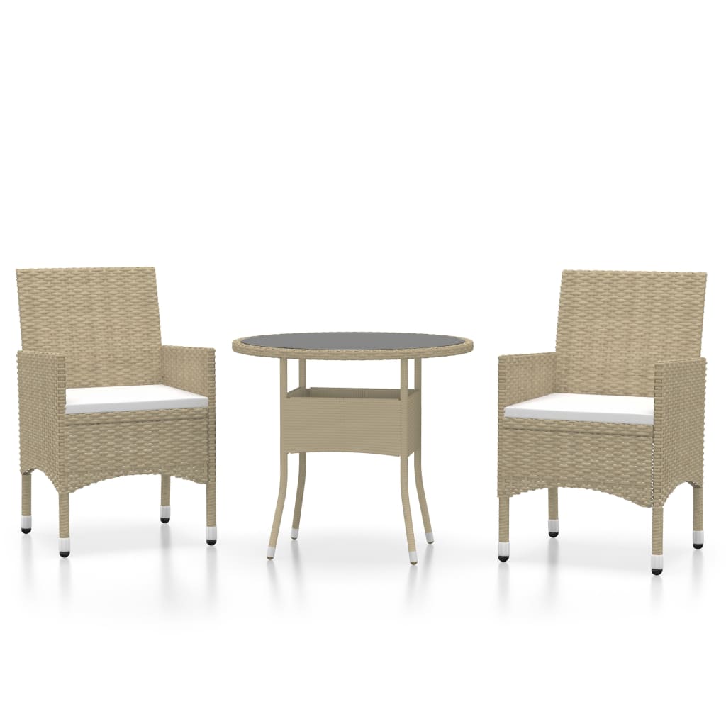3-dijelni vrtni blagovaonski set od poliratana bež