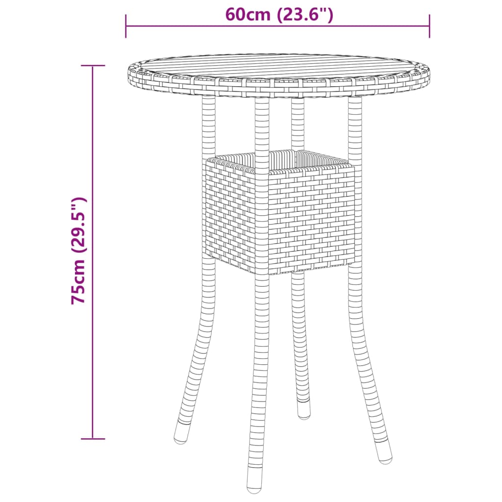3-dijelni vrtni bistro set od poliratana sivi