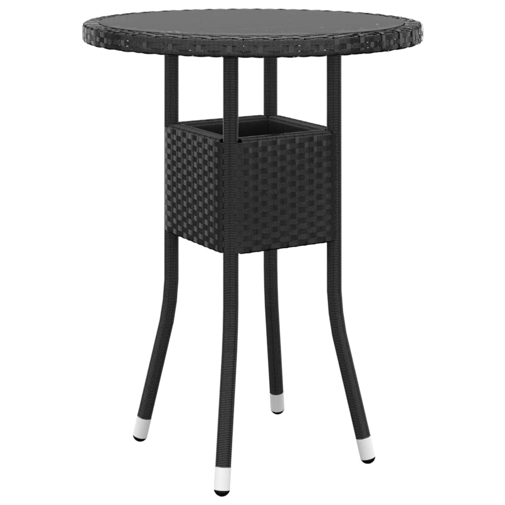 3-dijelni vrtni bistro set od poliratana crni
