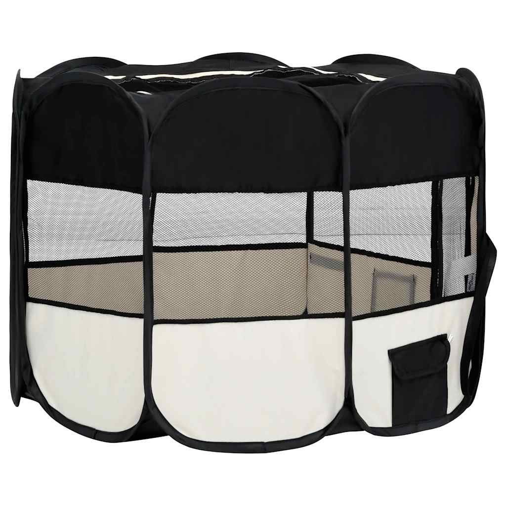Sklopiva ogradica za pse s torbom za nošenje crna 90x90x58 cm