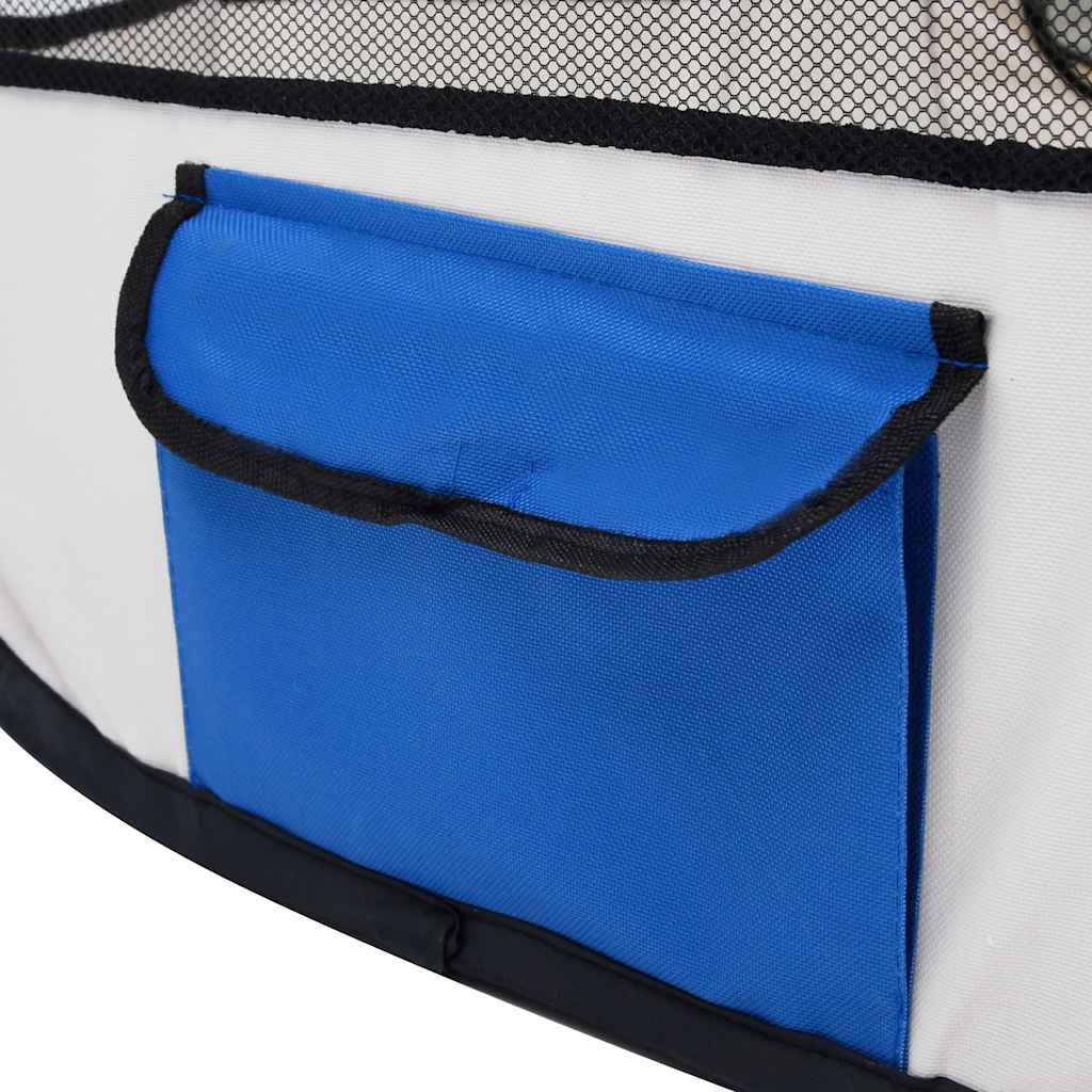 Sklopiva ogradica za pse s torbom plava 110 x 110 x 58 cm