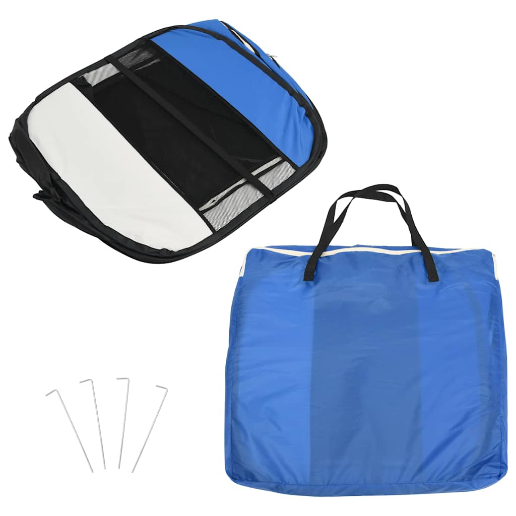 Sklopiva ogradica za pse s torbom plava 145 x 145 x 61 cm