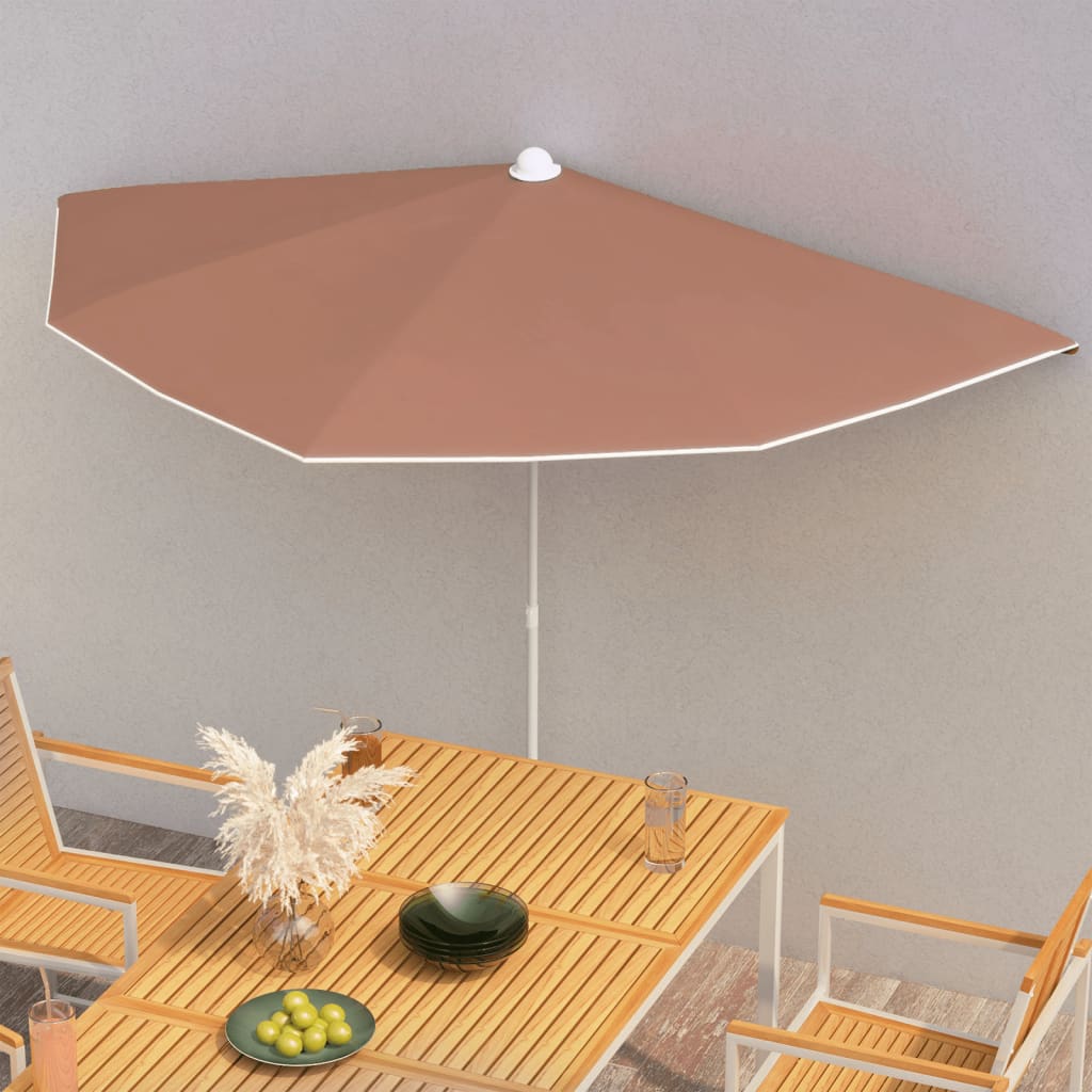 Vrtni polukružni suncobran sa stupom 180 x 90 cm terakota