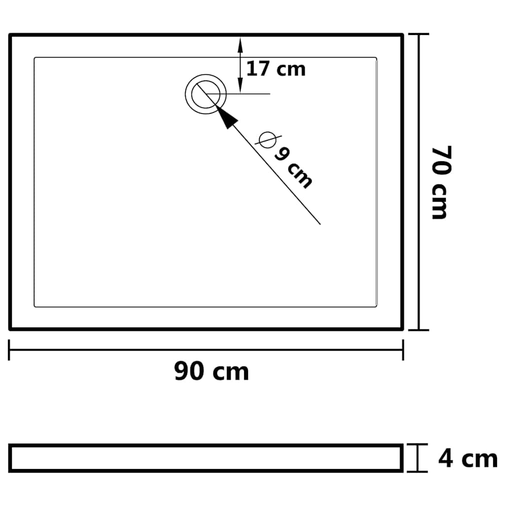 Pravokutna ABS tuš-kada 70 x 90 cm