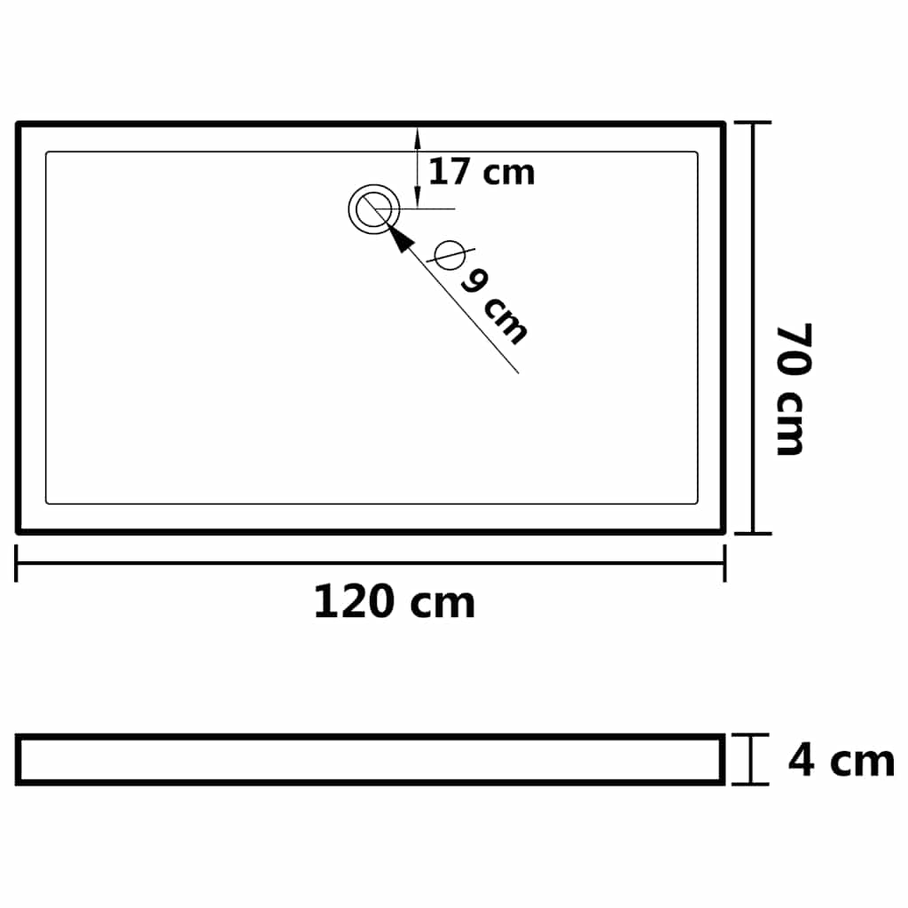 Pravokutna ABS tuš-kada bijela 70 x 120 cm