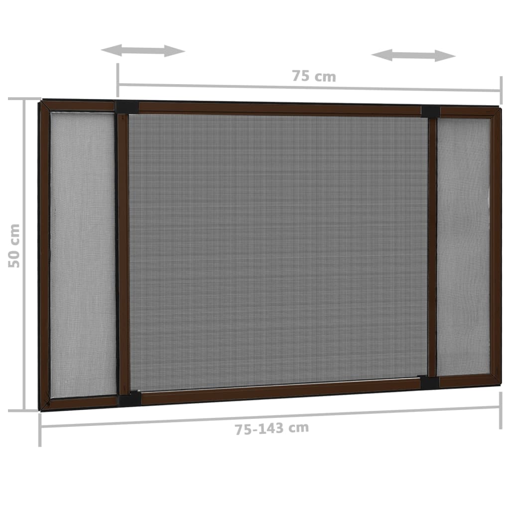 Proširivi zaslon protiv insekata smeđi (75 - 143) x 50 cm