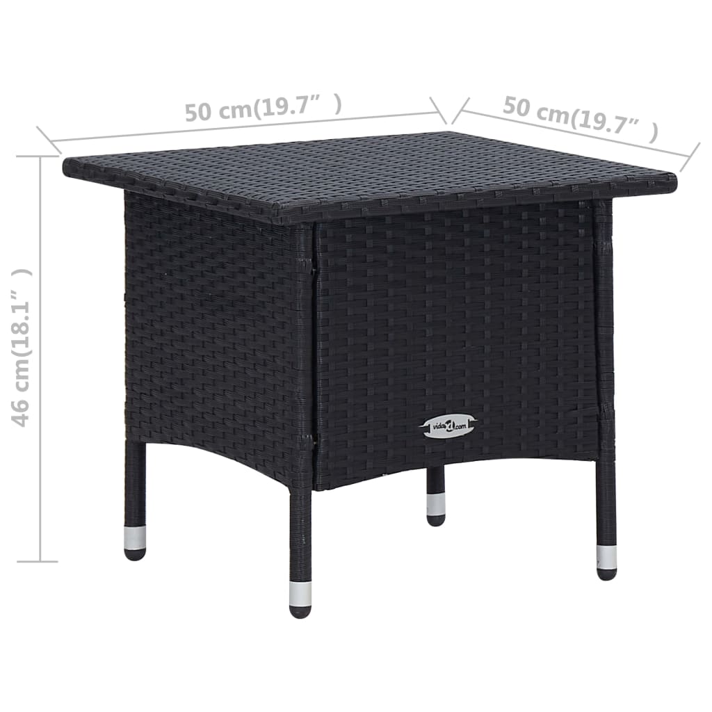 3-dijelna vrtna garnitura od poliratana s jastucima crna