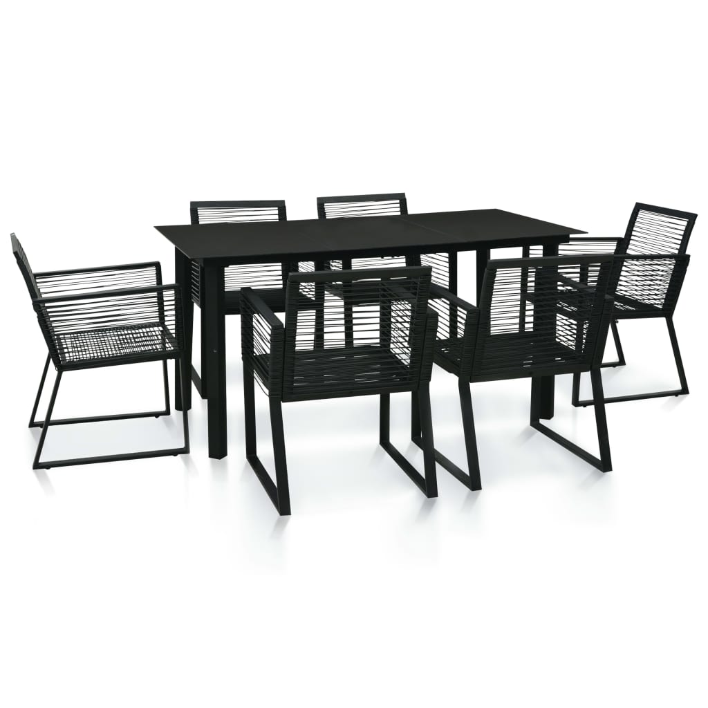 7-dijelni vrtni blagovaonski set od PVC ratana crni
