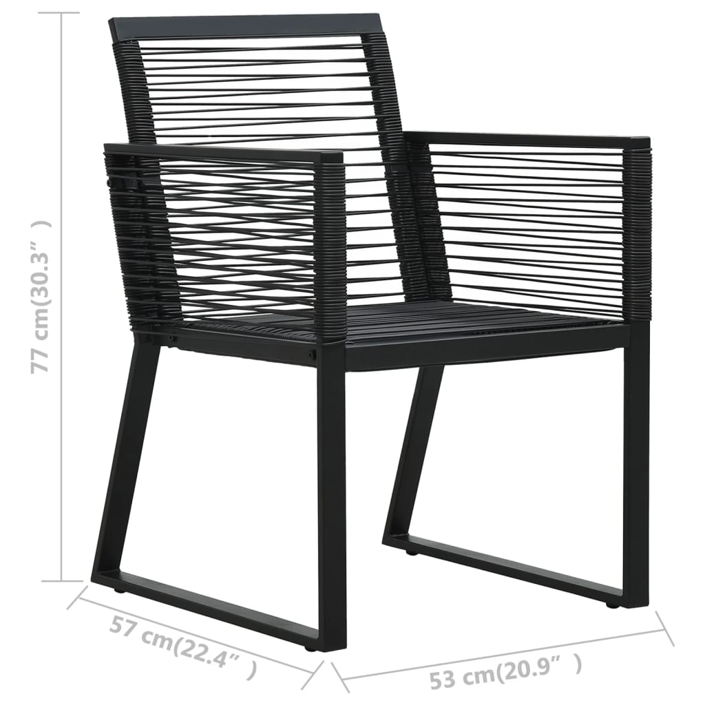 7-dijelni vrtni blagovaonski set od PVC ratana crni