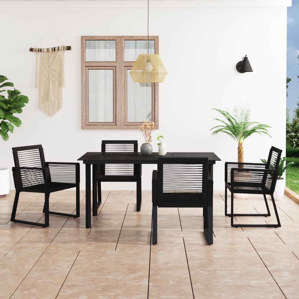 5-dijelni vrtni blagovaonski set od PVC ratana crni