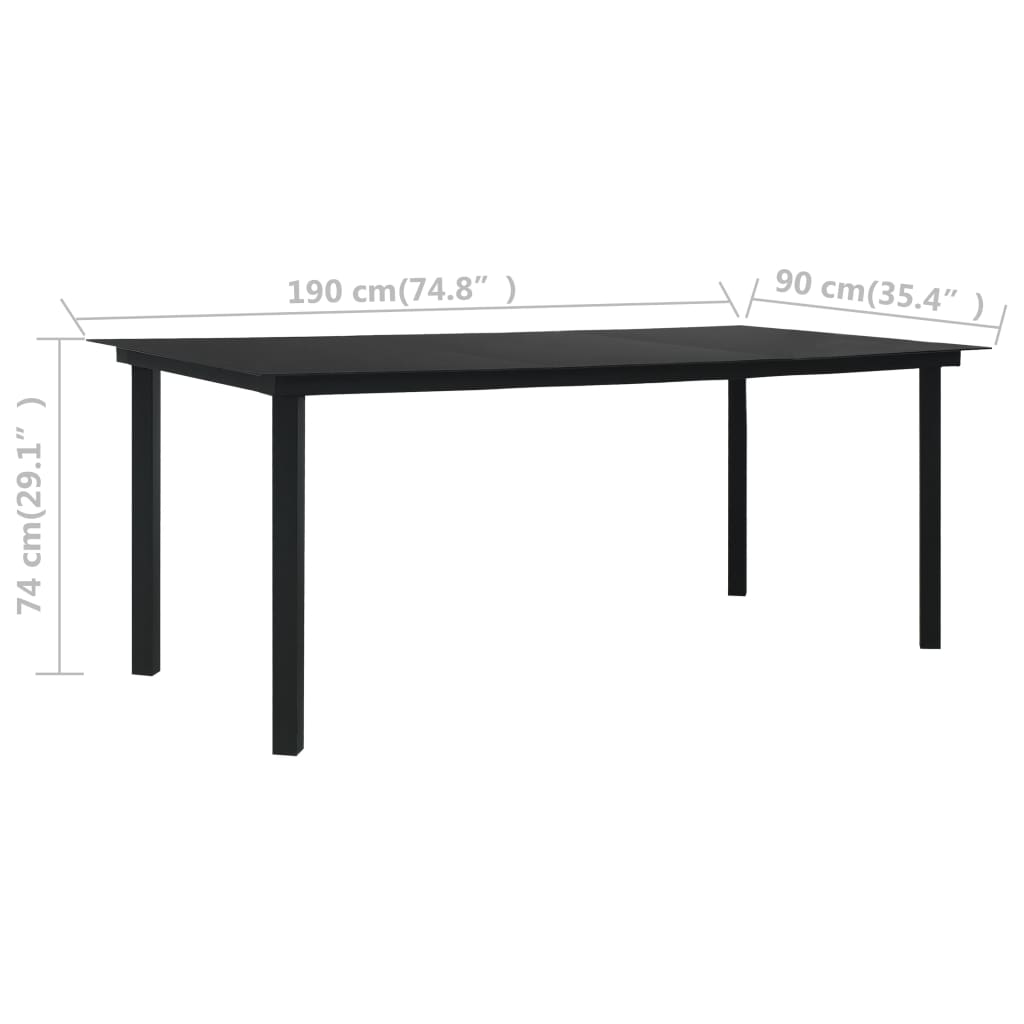 7-dijelni vrtni blagovaonski set od PVC ratana crni