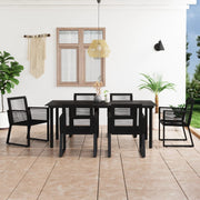 7-dijelni vrtni blagovaonski set od PVC ratana crni