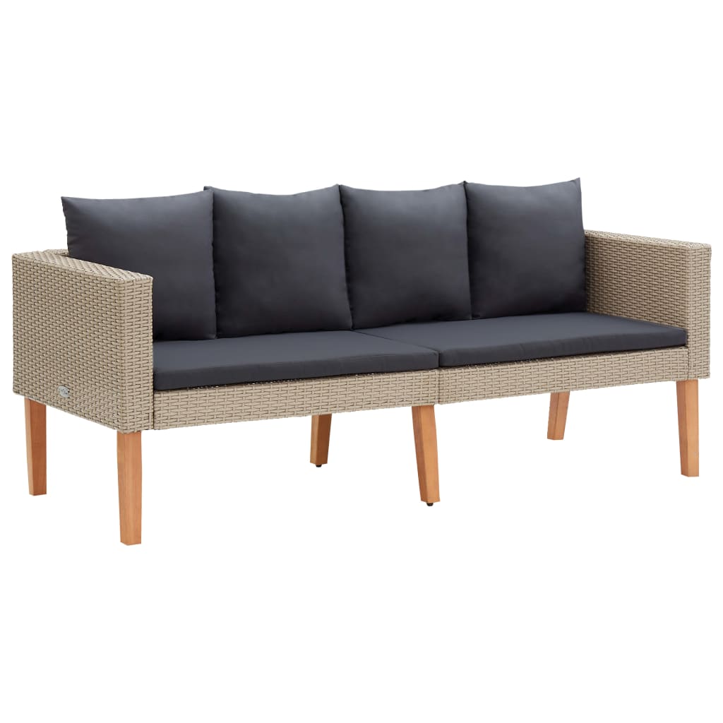 2-dijelna vrtna garnitura od poliratana s jastucima bež