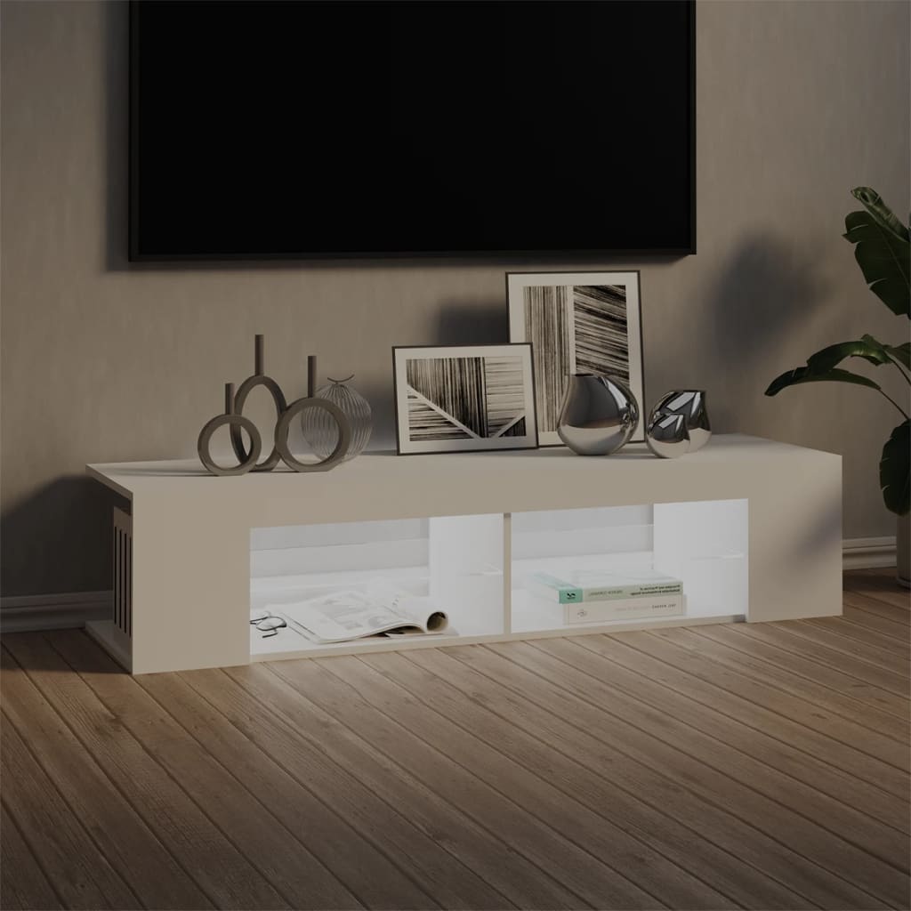 TV ormarić s LED svjetlima bijeli 135 x 39 x 30 cm