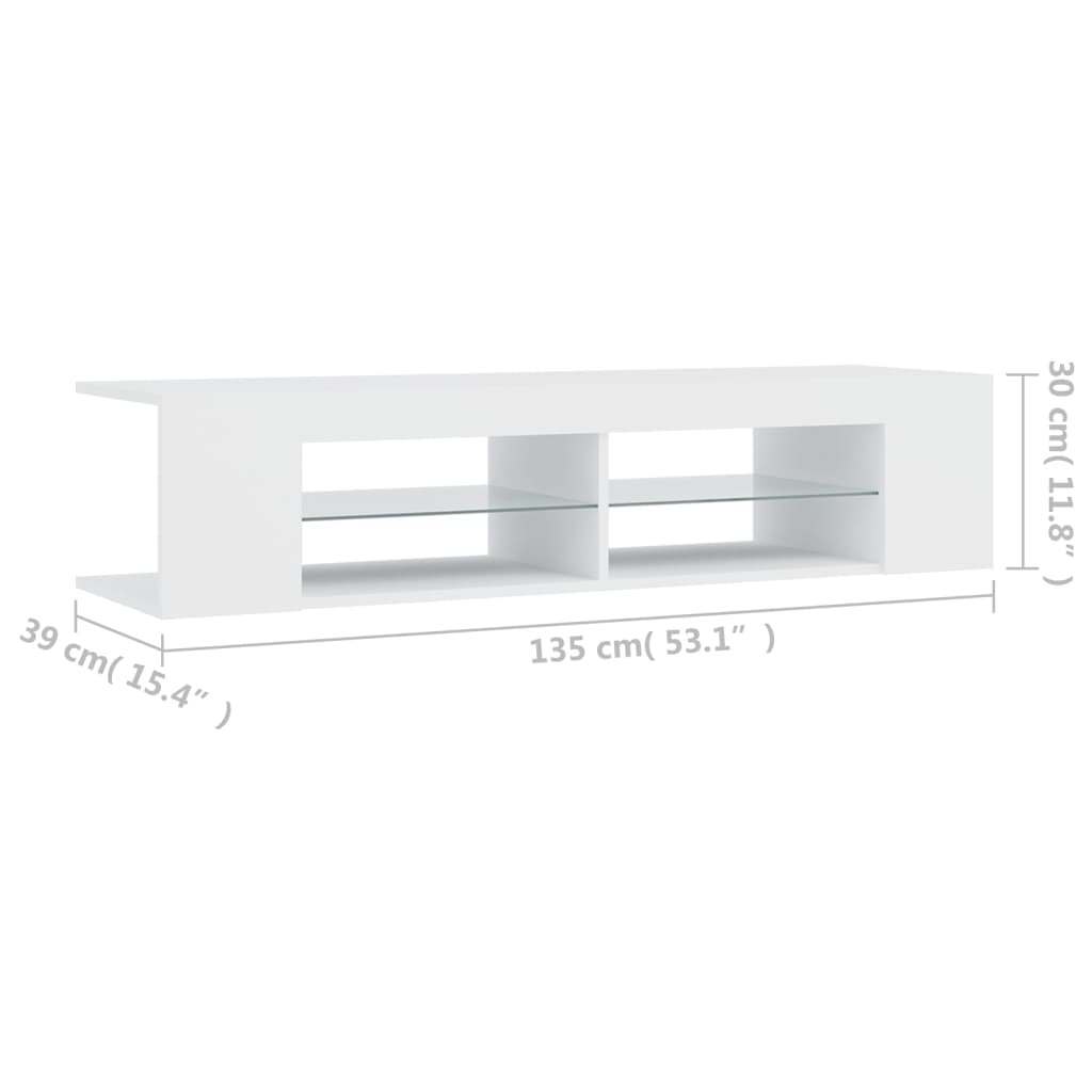 TV ormarić s LED svjetlima bijeli 135 x 39 x 30 cm