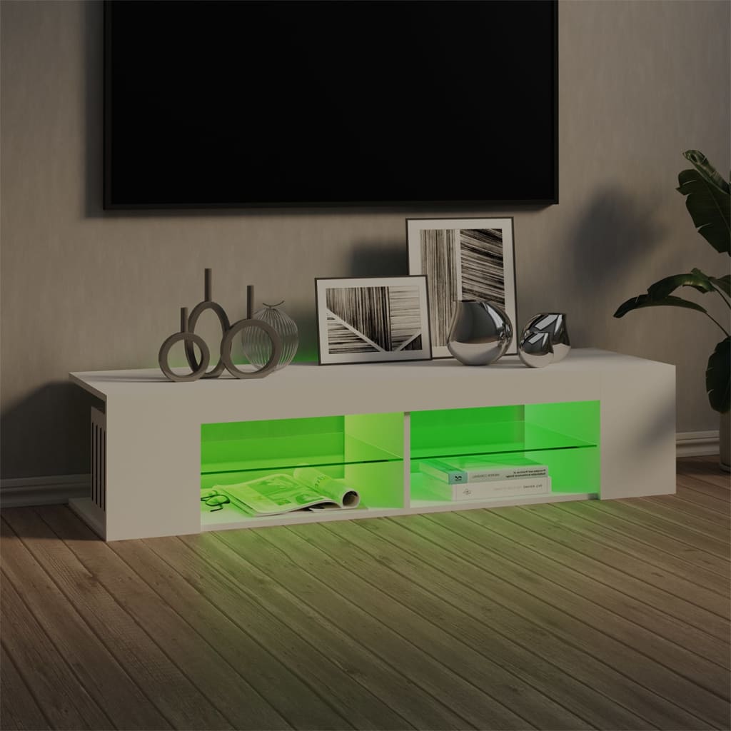 TV ormarić s LED svjetlima bijeli 135 x 39 x 30 cm