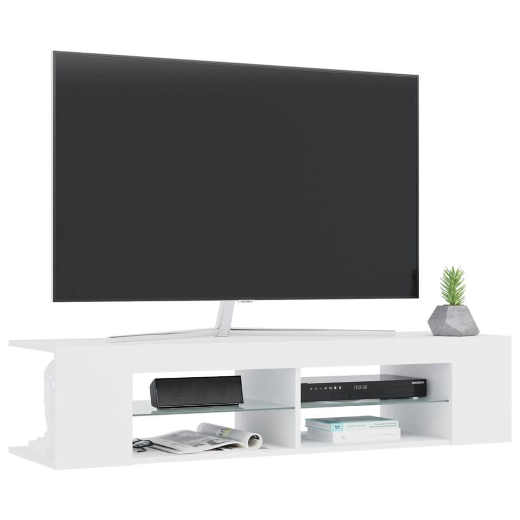 TV ormarić s LED svjetlima bijeli 135 x 39 x 30 cm