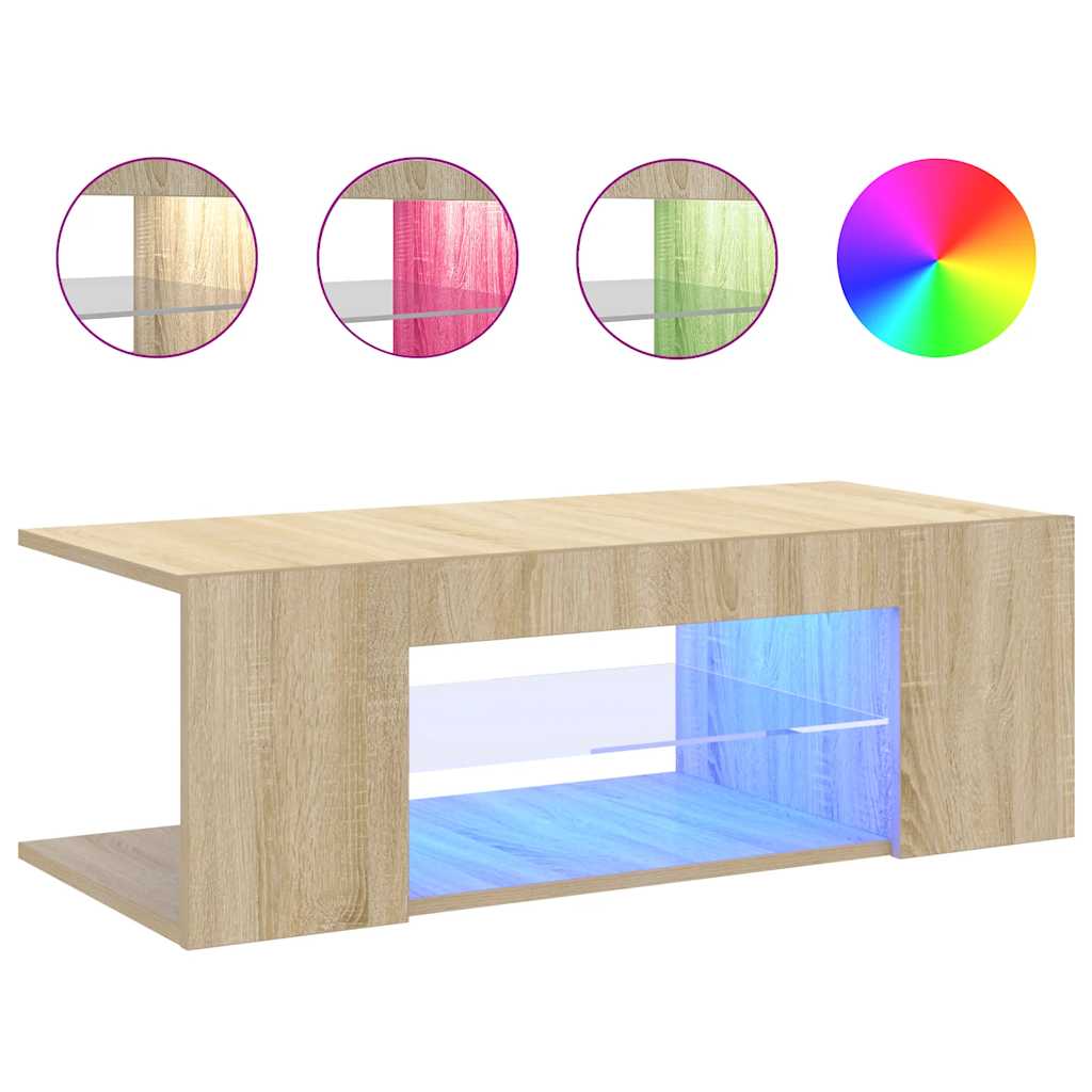 TV ormarić s LED svjetlima boja hrasta sonome 90 x 39 x 30 cm