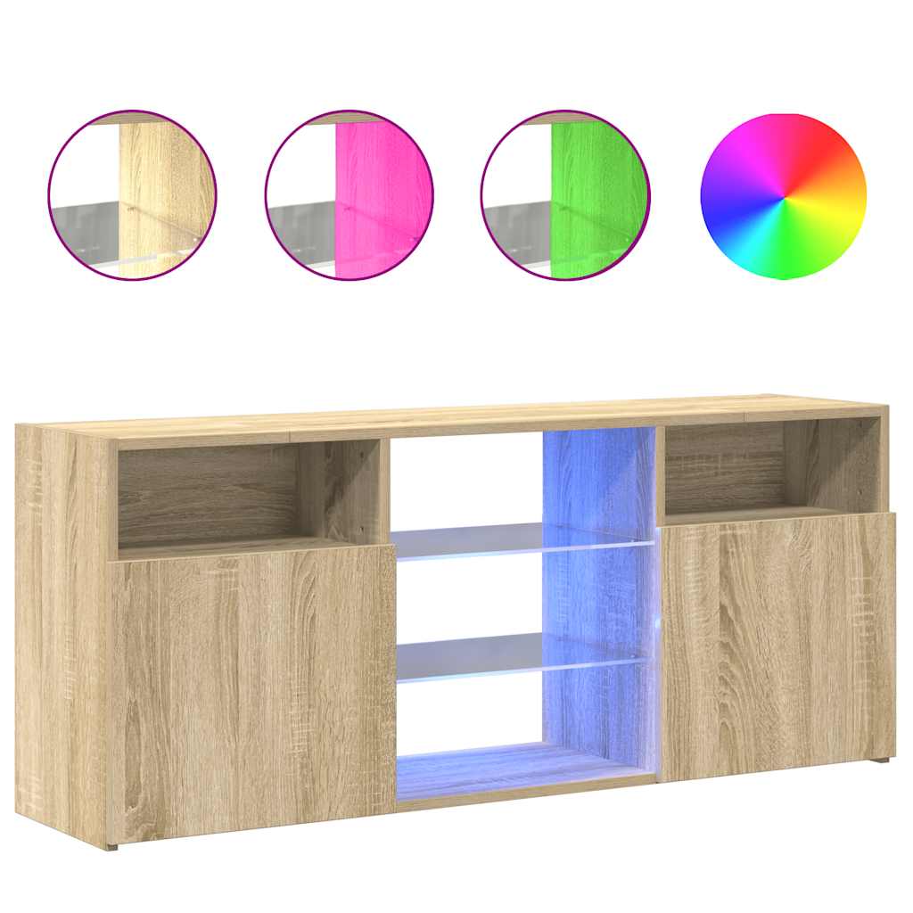 TV ormarić s LED svjetlima boja hrasta sonome 120 x 30 x 50 cm