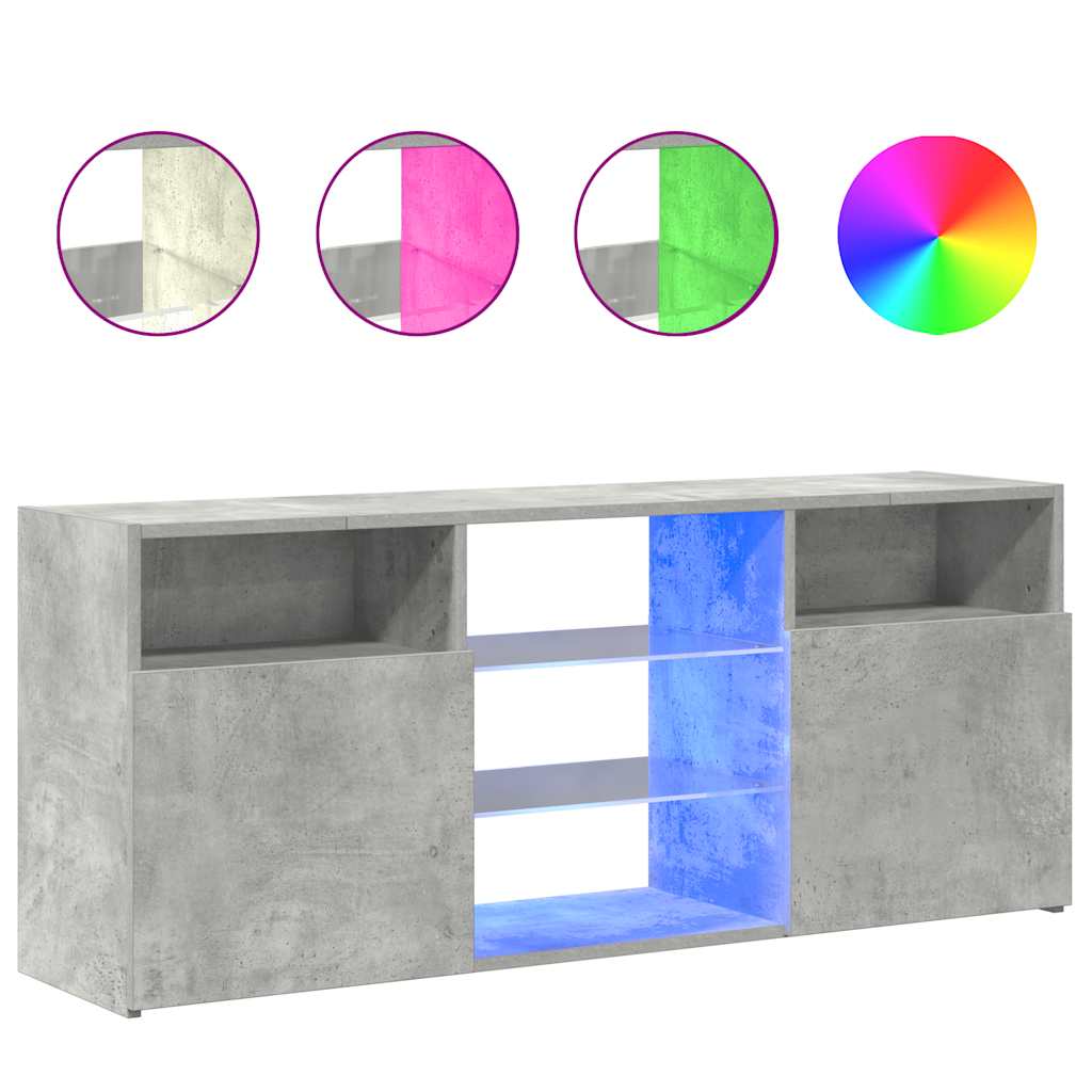 TV ormarić s LED svjetlima siva boja betona 120 x 30 x 50 cm
