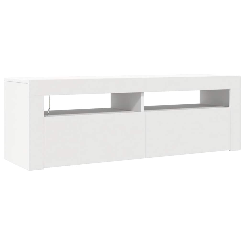 TV ormarić s LED svjetlima bijeli 120 x 35 x 40 cm