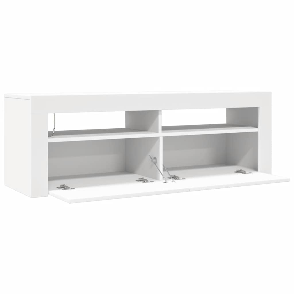 TV ormarić s LED svjetlima bijeli 120 x 35 x 40 cm