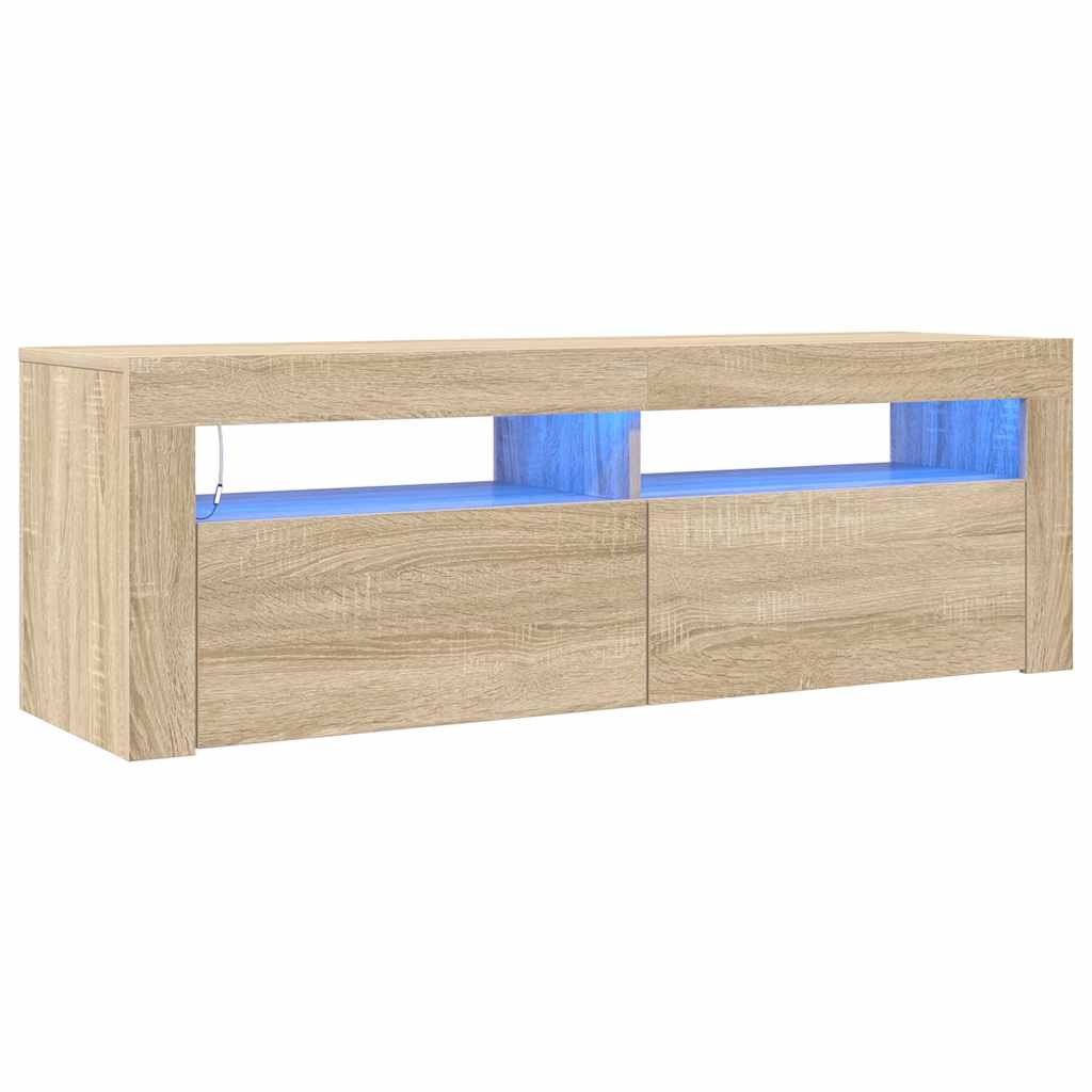 TV ormarić s LED svjetlima boja hrasta sonome 120 x 35 x 40 cm