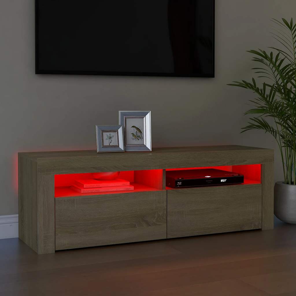 TV ormarić s LED svjetlima boja hrasta sonome 120 x 35 x 40 cm