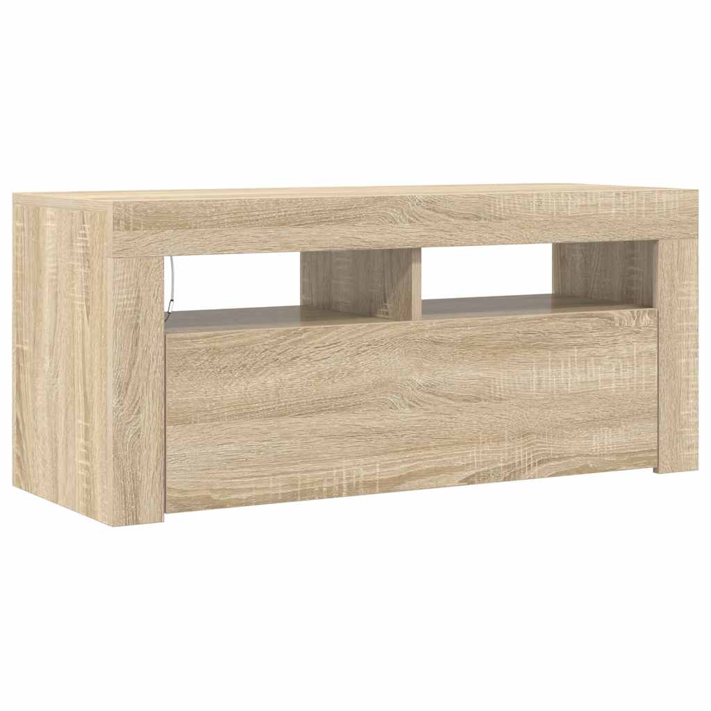 TV ormarić s LED svjetlima boja hrasta sonome 90 x 35 x 40 cm