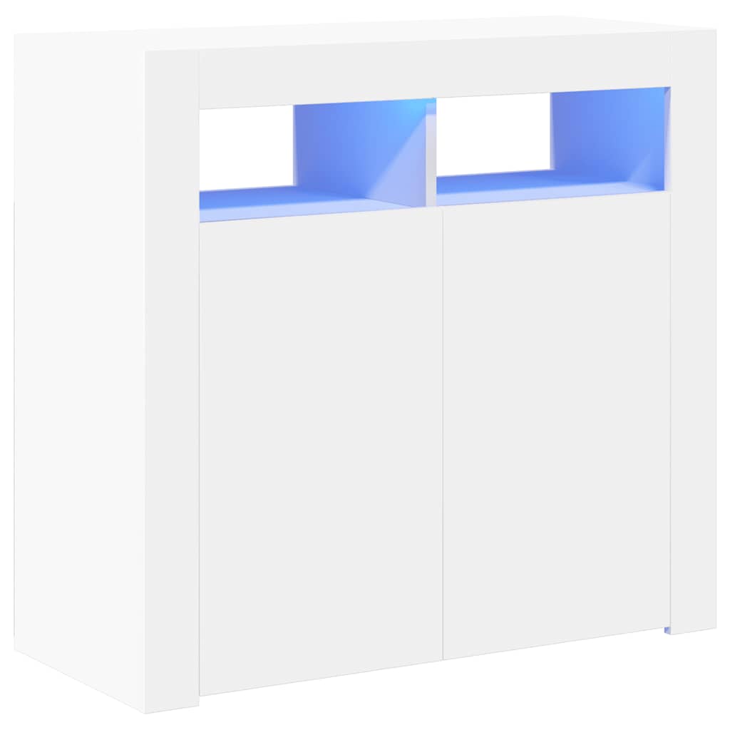 Komoda s LED svjetlima bijela 80 x 35 x 75 cm