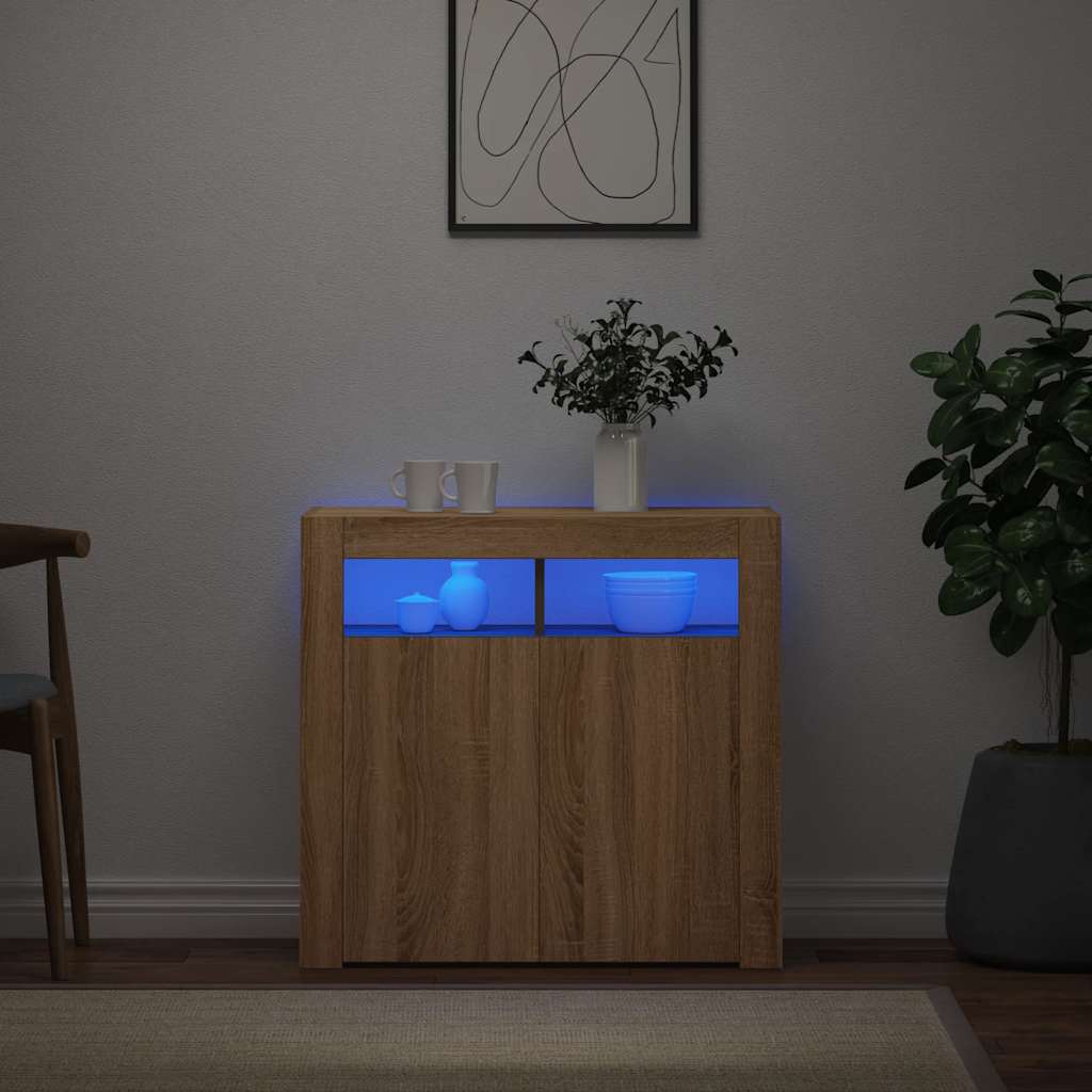 Komoda s LED svjetlima boja hrasta sonome 80 x 35 x 75 cm