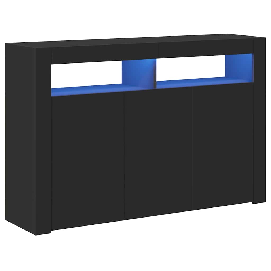 Komoda s LED svjetlima crna 115,5 x 30 x 75 cm