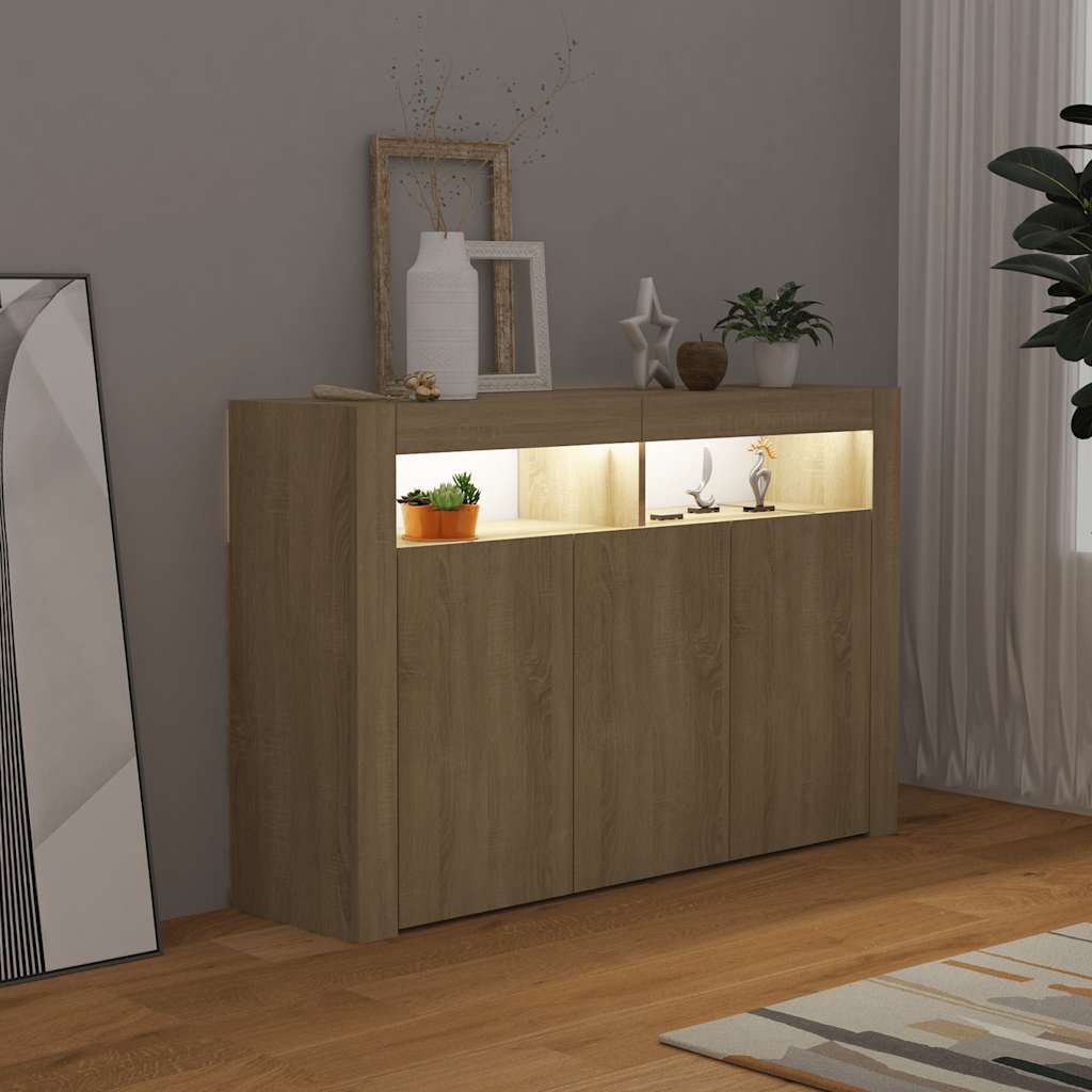 Komoda s LED svjetlima boja hrasta sonome 115,5 x 30 x 75 cm