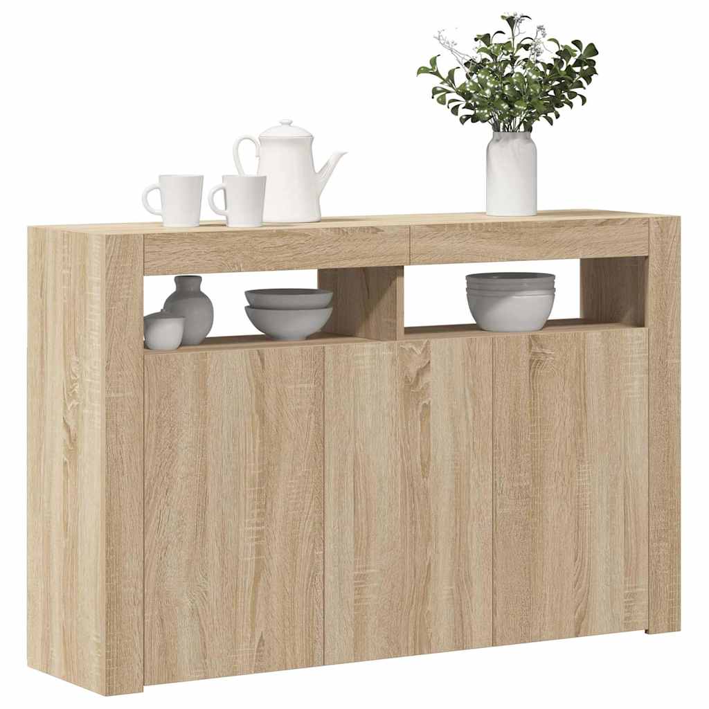 Komoda s LED svjetlima boja hrasta sonome 115,5 x 30 x 75 cm