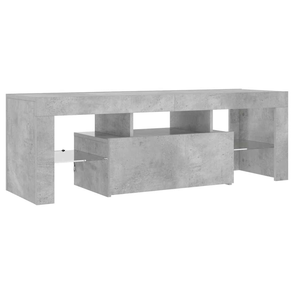 TV ormarić s LED svjetlima siva boja betona 120 x 35 x 40 cm