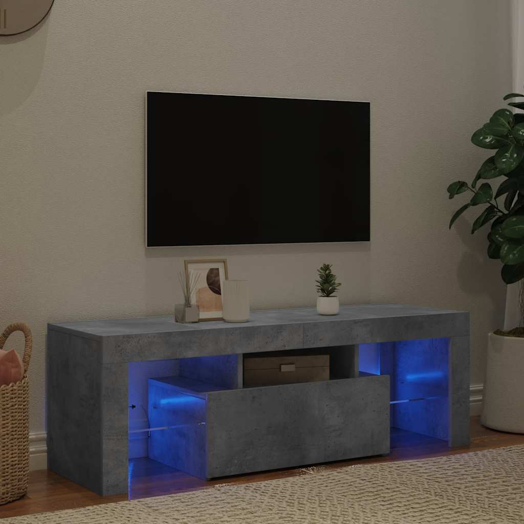 TV ormarić s LED svjetlima siva boja betona 120 x 35 x 40 cm