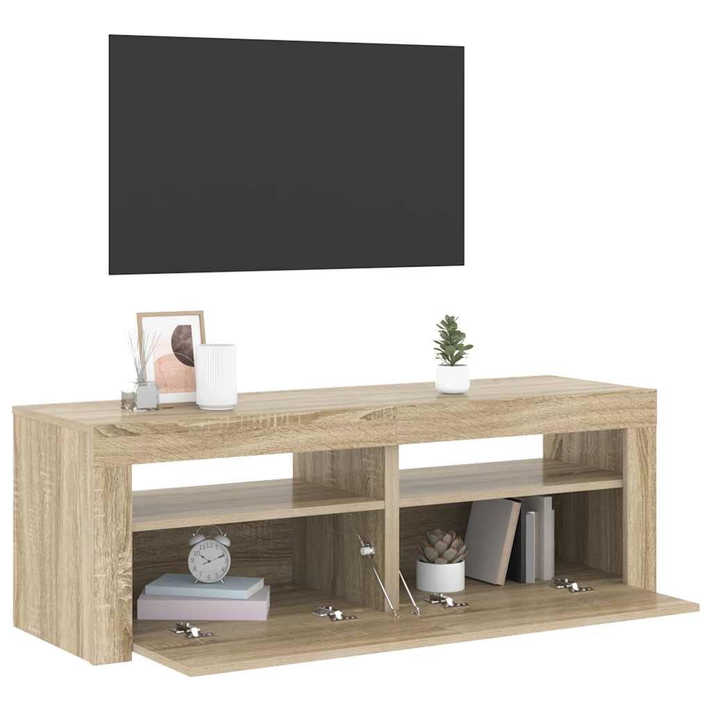 TV ormarić s LED svjetlima boja hrasta sonome 120 x 35 x 40 cm