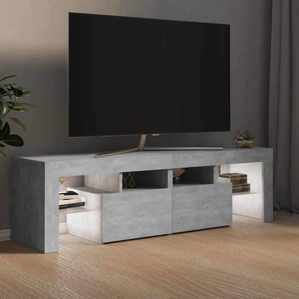 TV ormarić s LED svjetlima siva boja betona 140x36,5x40 cm