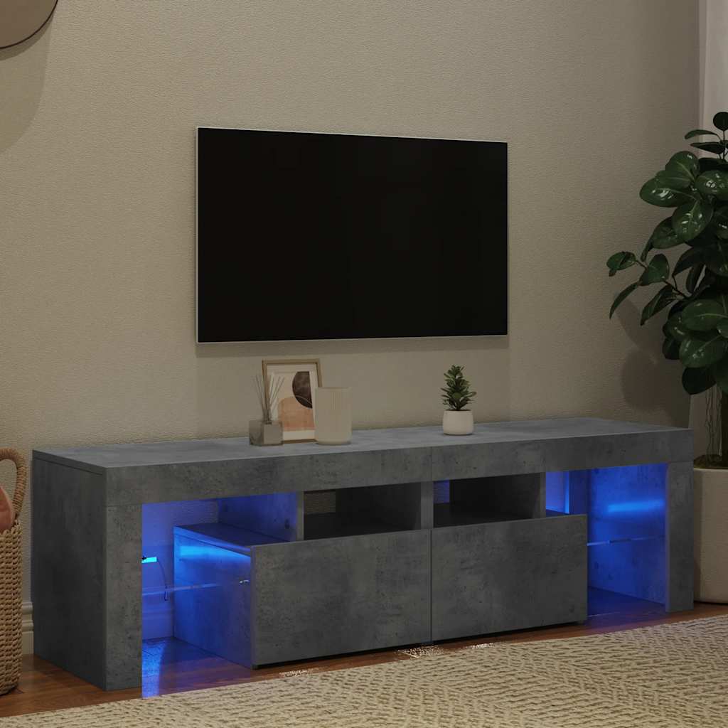 TV ormarić s LED svjetlima siva boja betona 140x36,5x40 cm