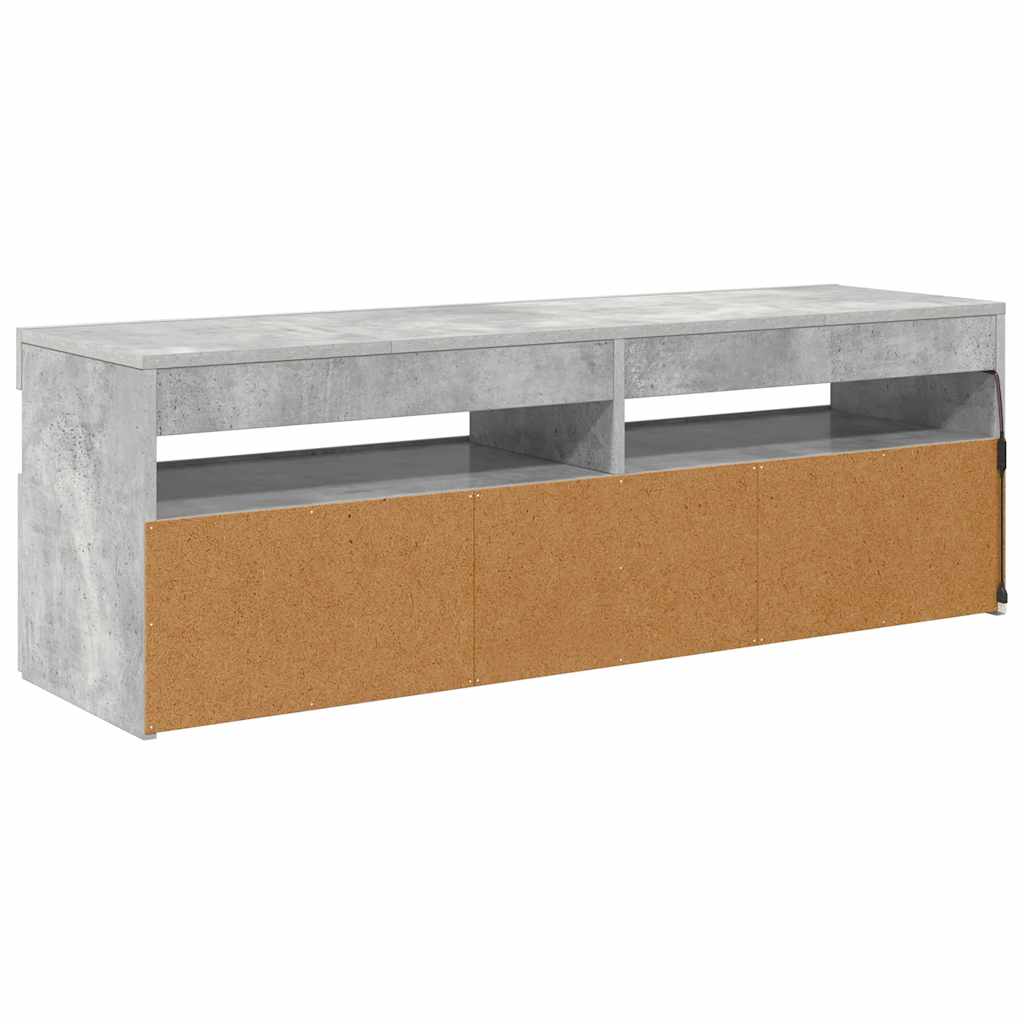 TV ormarić s LED svjetlima siva boja betona 120x35x40 cm