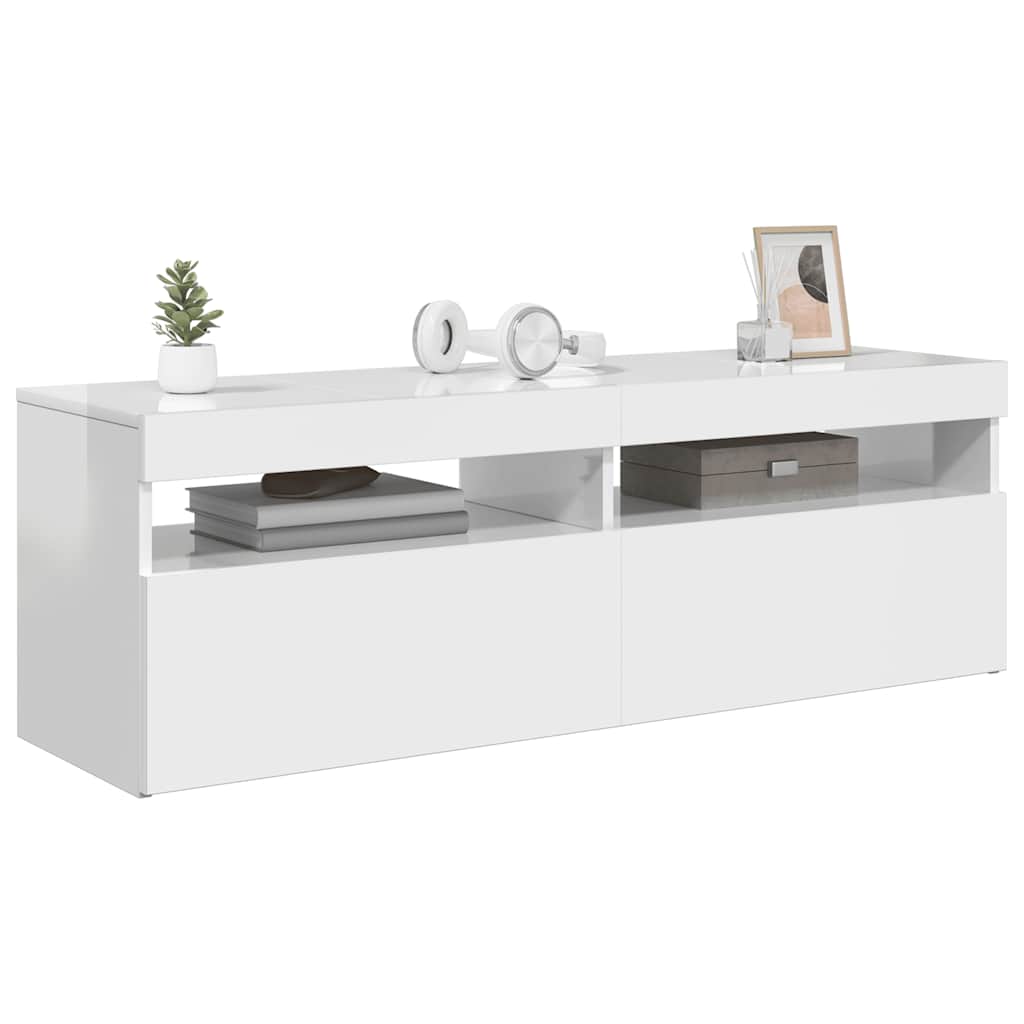 TV ormarić s LED svjetlima visoki sjaj bijeli 120x35x40 cm