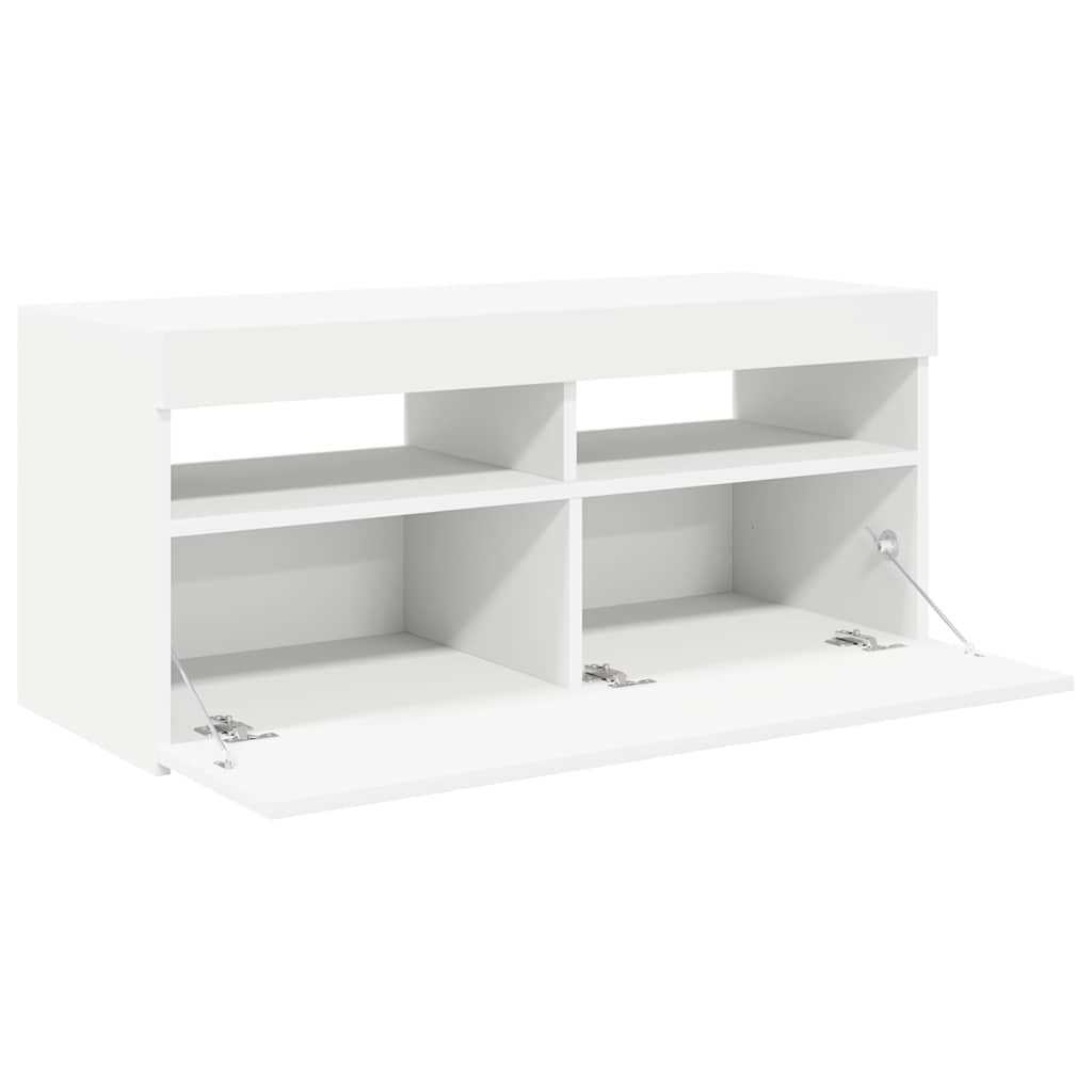 TV ormarić s LED svjetlima bijeli 90x35x40 cm