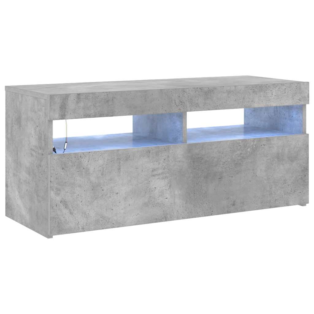TV ormarić s LED svjetlima siva boja betona 90x35x40 cm