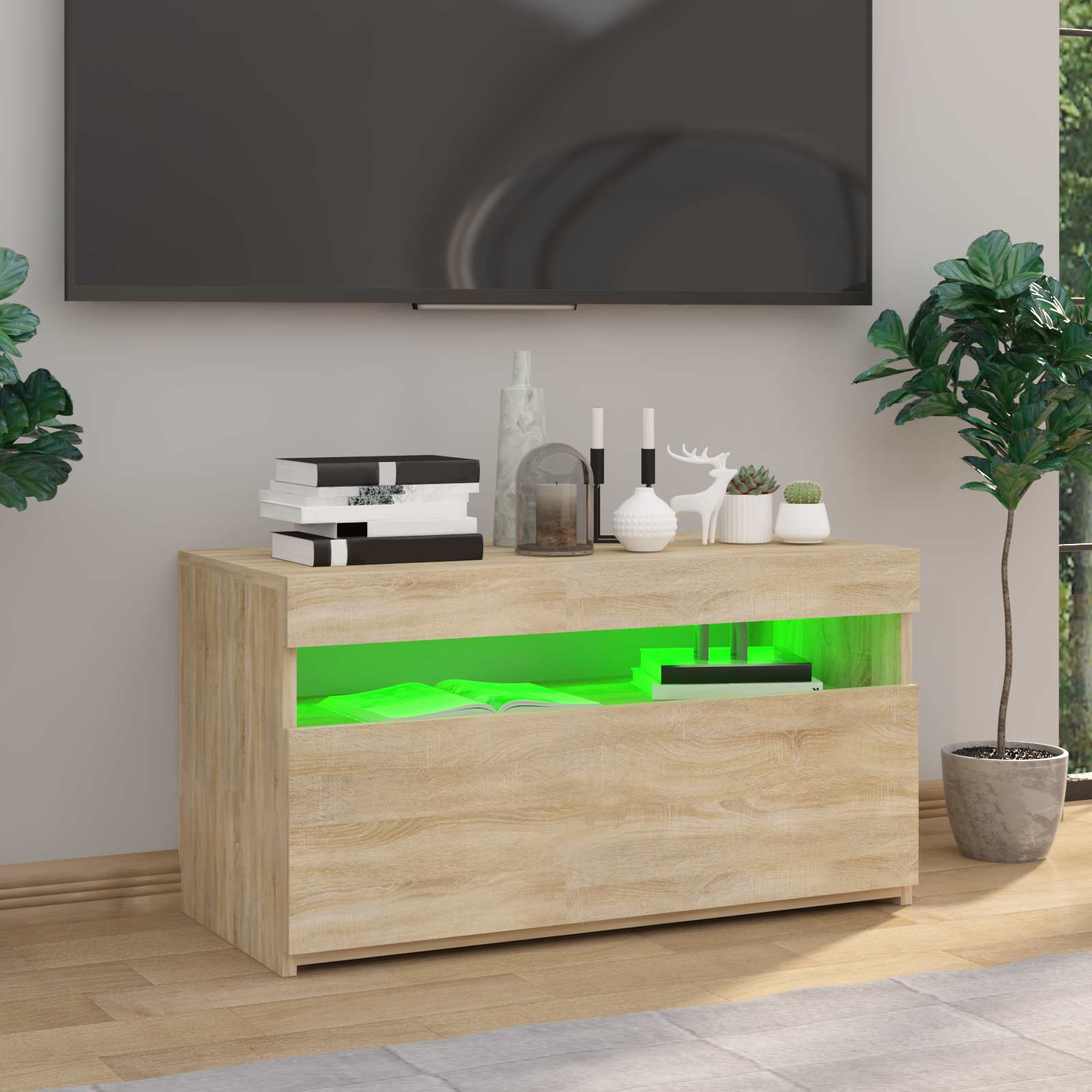 TV ormarić s LED svjetlima boja hrasta sonome 75 x 35 x 40 cm