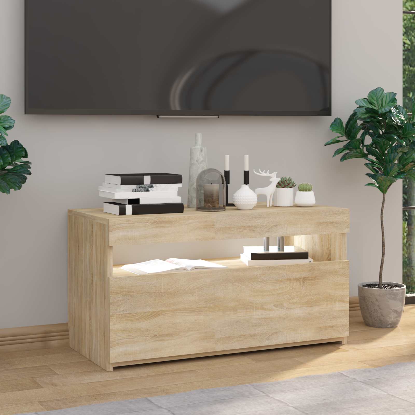 TV ormarić s LED svjetlima boja hrasta sonome 75 x 35 x 40 cm