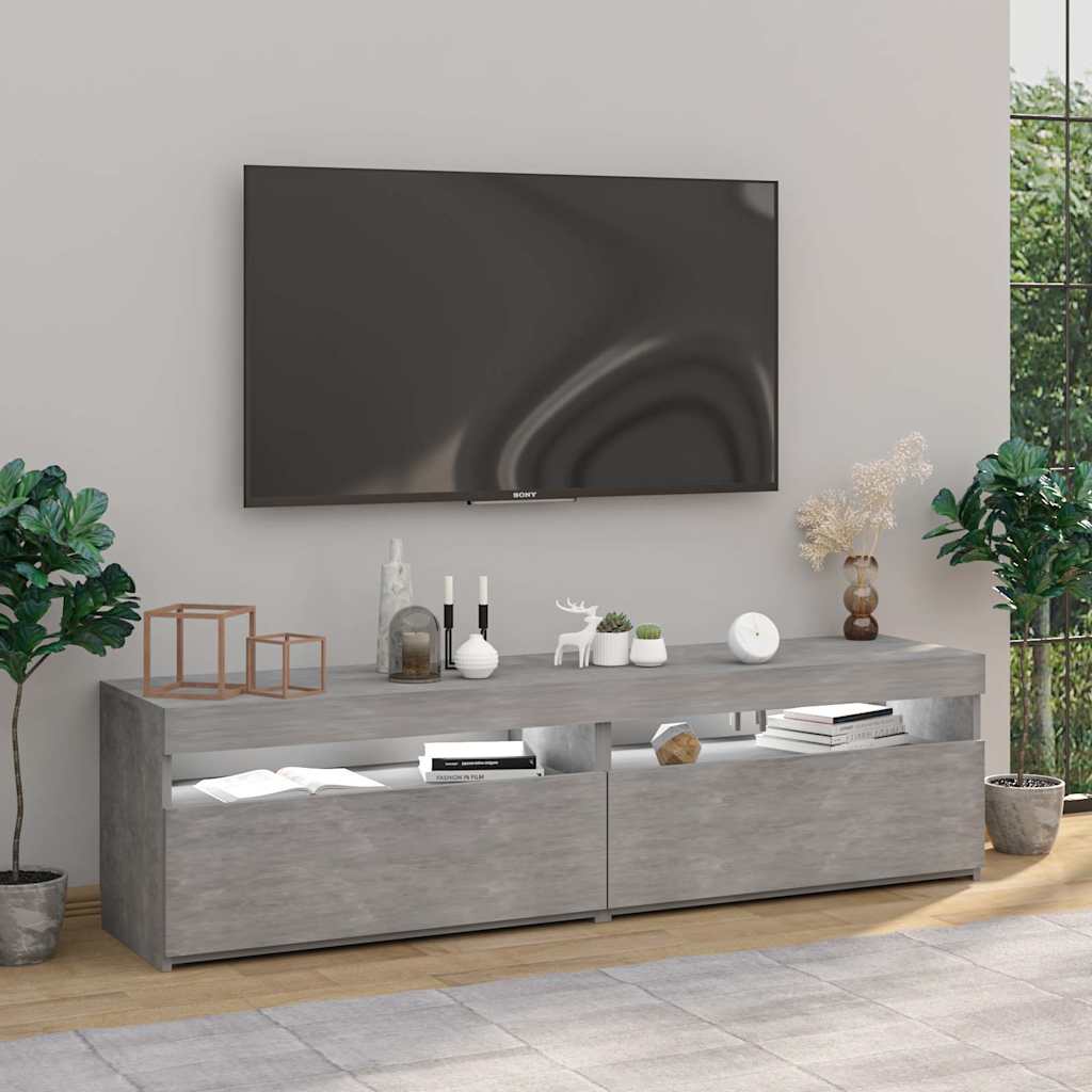 TV ormarići s LED svjetlima 2 kom boja betona 75 x 35 x 40 cm