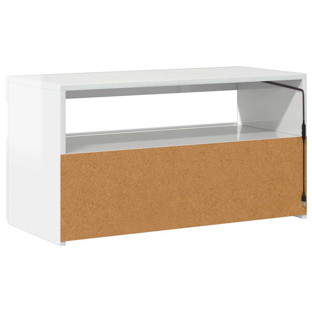 TV ormarić s LED svjetlima visoki sjaj bijeli 75 x 35 x 40 cm