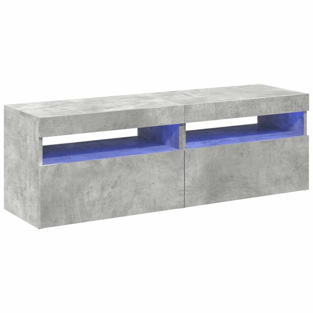 TV ormarići s LED svjetlima 2 kom siva boja betona 60x35x40 cm